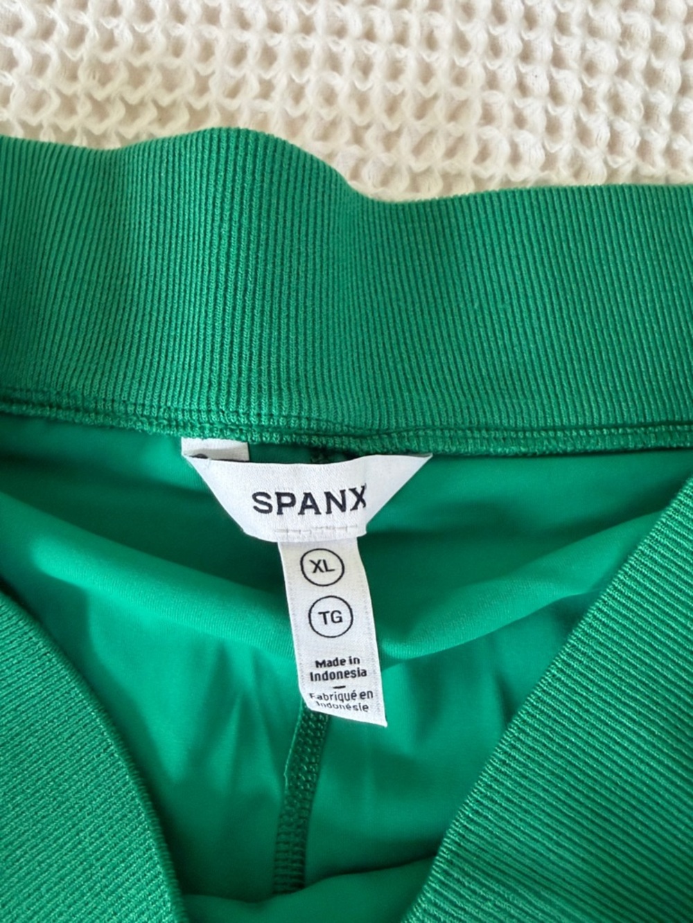 SPANX Green Mini Skirt with White Piping - Picture 3 of 5